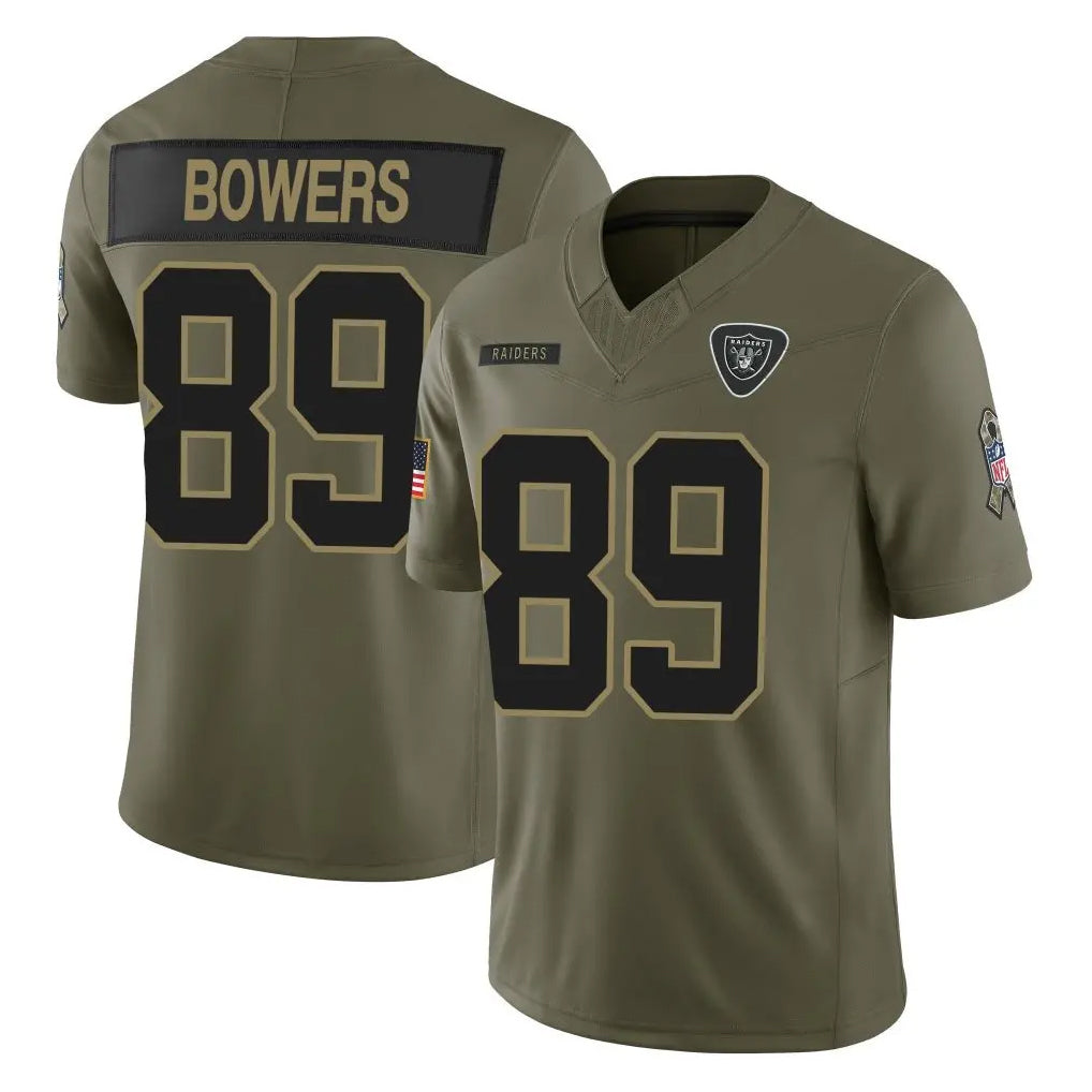 Kooe LV.Raiders #89 Brock Bowers Player Olive 2025 Salute To Service Limited Game Stitched Jerseys