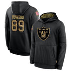 Kooe LV.Raiders #89 Brock Bowers Player Salute to Service Black Hoodies Stitched Jerseys