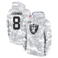 Kooe LV.Raiders #8 Kirk Cousins Player Arctic Camo Salute to Service Hoodies Limited Game Stitched Jerseys