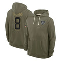 Kooe LV.Raiders #8 Kirk Cousins Player Olive Salute to Service Pullover Hoodies Limited Stitched Jerseys
