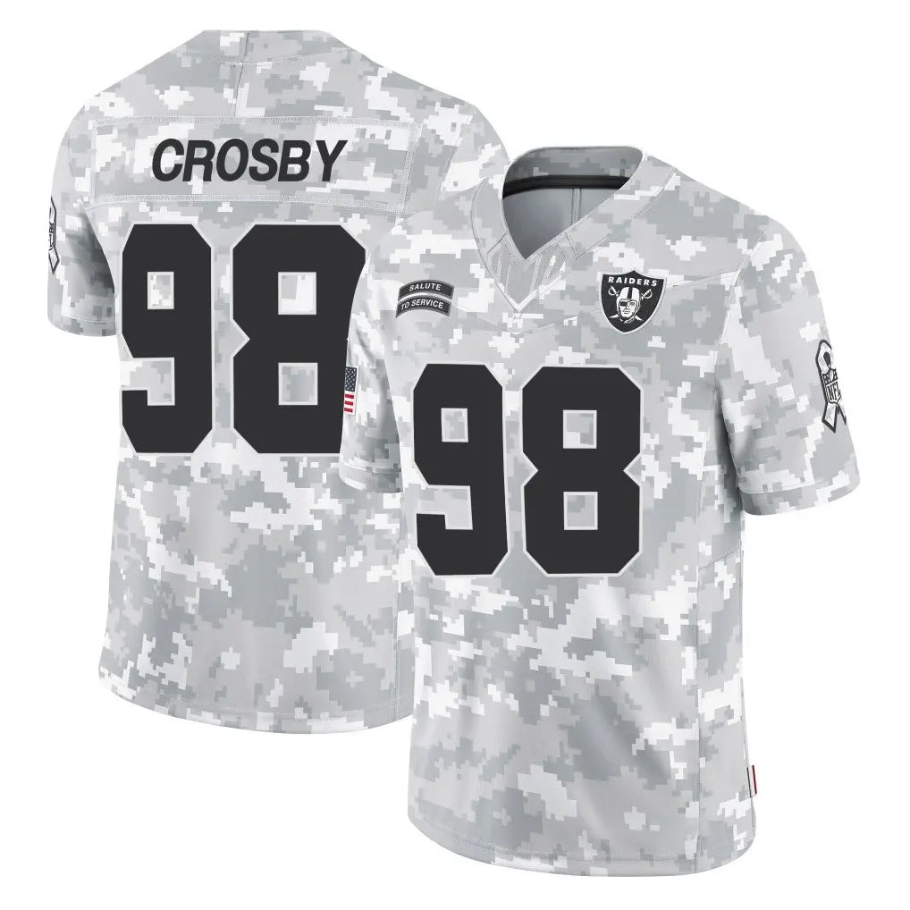 Kooe LV.Raiders #98 Maxx Crosby Player Arctic Camo Salute To Service Limited Game Stitched Jerseys