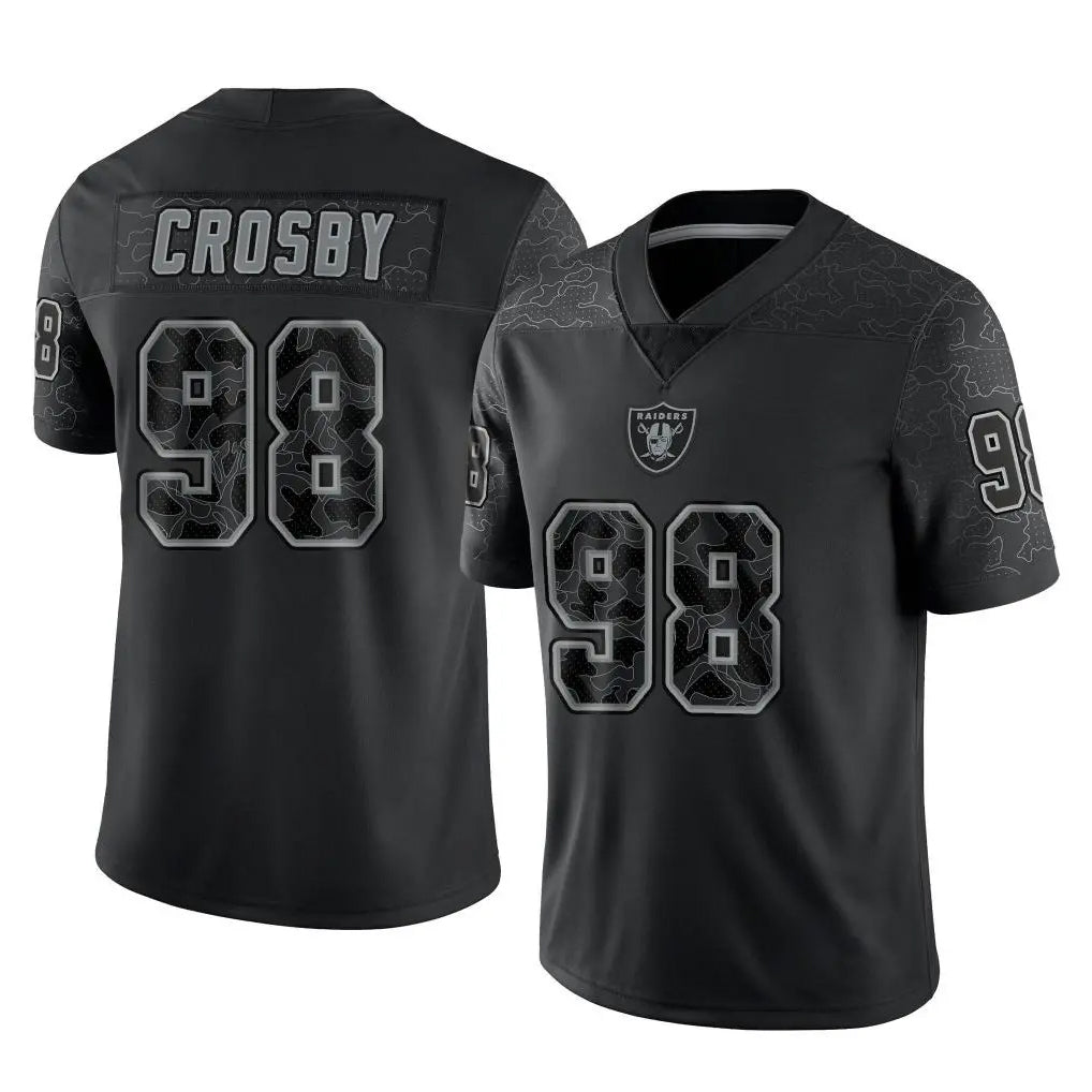 Kooe LV.Raiders #98 Maxx Crosby Player Black Reflective Limited Game Stitched Jerseys
