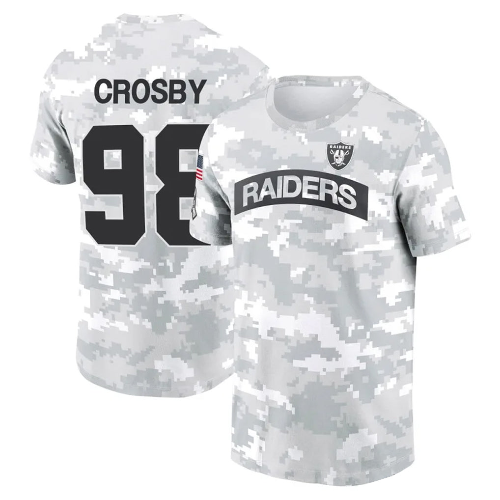 Kooe LV.Raiders #98 Maxx Crosby Player Black Salute to Service T-Shirts Stitched Jerseys