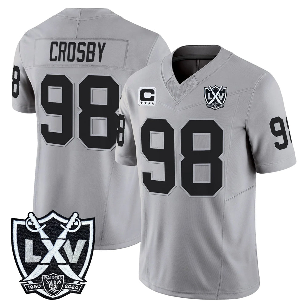 Kooe LV.Raiders #98 Maxx Crosby Player Gray 2026 Vapor Limited Home Game Stitched Jerseys