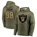 Kooe LV.Raiders #98 Maxx Crosby Player Olive Salute to Service Pullover Hoodies Home Game Stitched Jerseys