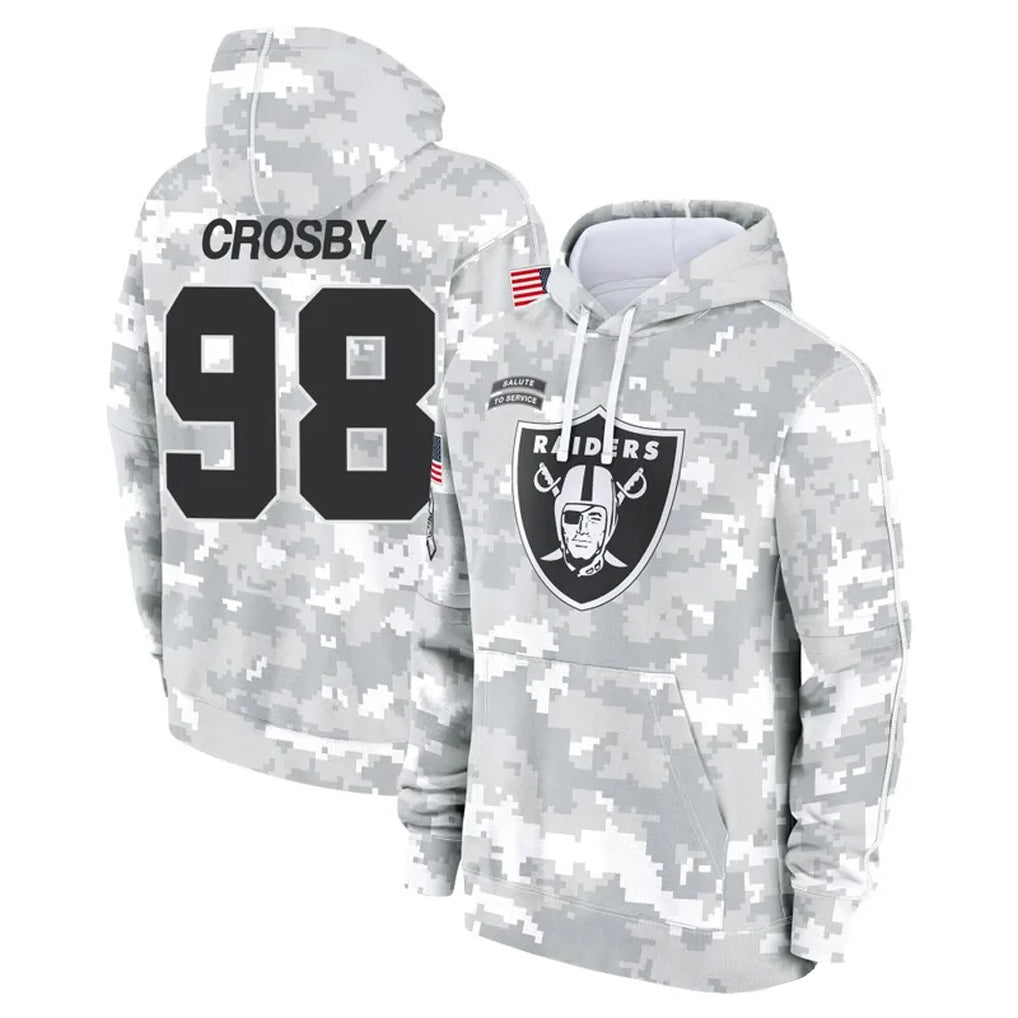 Kooe LV.Raiders #98 Maxx Crosby Player Salute to Service Hoodies Stitched Jerseys