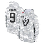 Kooe LV.Raiders #9 Jalen Nailor Player Arctic Camo Salute to Service Hoodies Limited Game Stitched Jerseys