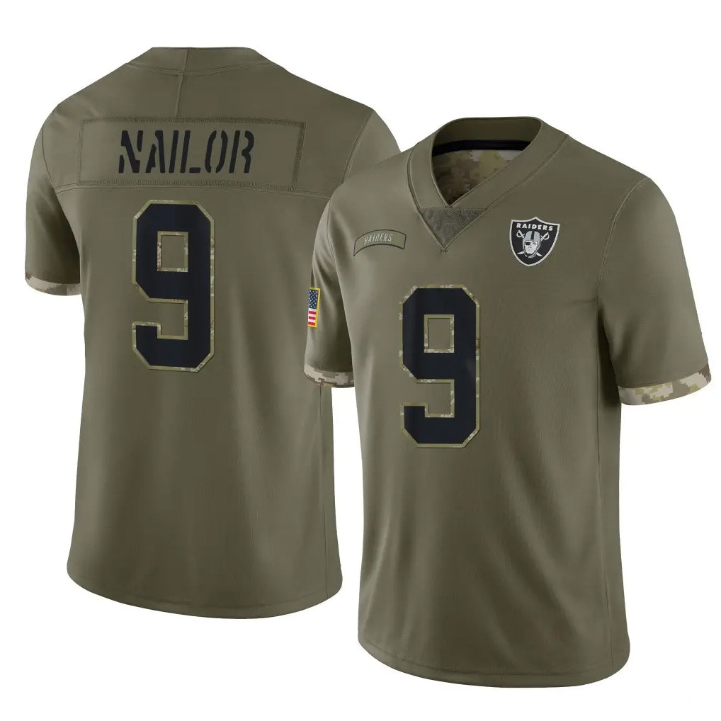 Kooe LV.Raiders #9 Jalen Nailor Player Olive Salute To Service Limited Stitched Jerseys