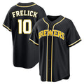 Kooe M.Brewers #10 Sal Frelick Player Black Fashion Out Home Game Stitched Jerseys