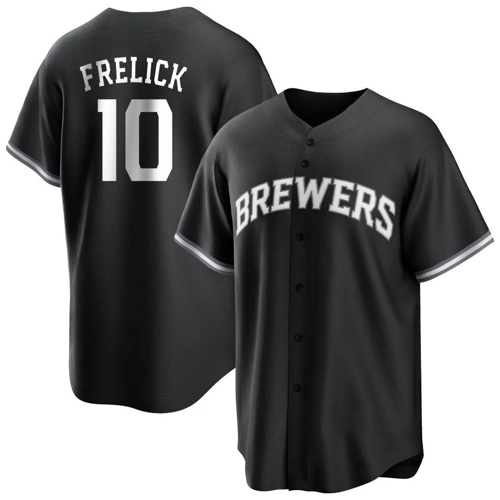 Kooe M.Brewers #10 Sal Frelick Player Black Game Home Stitched Jerseys