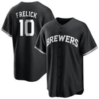 Kooe M.Brewers #10 Sal Frelick Player Black Game Home Stitched Jerseys