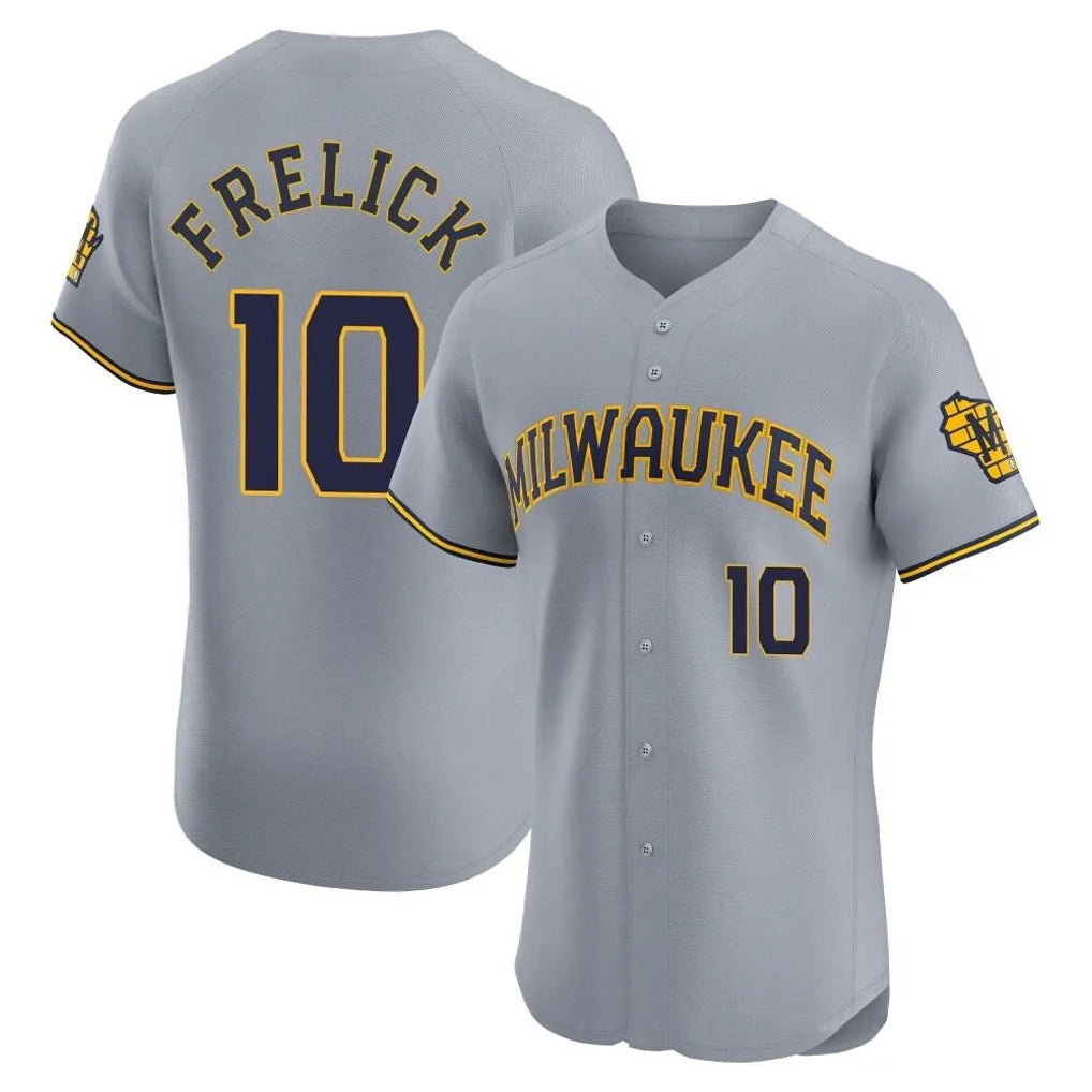Kooe M.Brewers #10 Sal Frelick Player Gray Home Limited Elite Stitched Jerseys