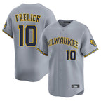 Kooe M.Brewers #10 Sal Frelick Player Gray Home Limited Stitched Jerseys