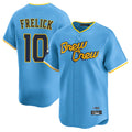 Kooe M.Brewers #10 Sal Frelick Player Light Blue Road Stadium Game Stitched Jerseys