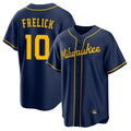 Kooe M.Brewers #10 Sal Frelick Player Navy Home Game Stitched Jerseys
