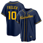 Kooe M.Brewers #10 Sal Frelick Player Navy Home Game Stitched Jerseys