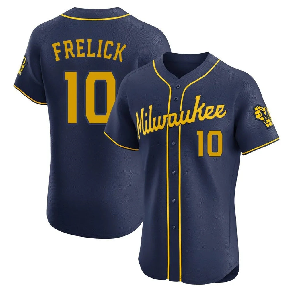 Kooe M.Brewers #10 Sal Frelick Player Navy Home Limited Elite Stitched Jerseys
