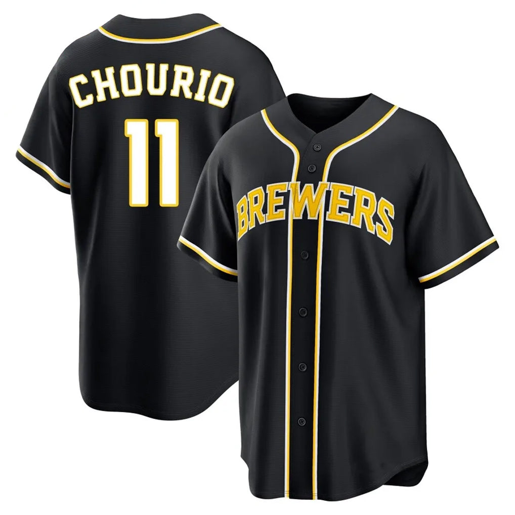 Kooe M.Brewers M.Brewers #11 Jackson Chourio Player Black Fashion Out Home Game Stitched Jerseys Player Black Fashion Out Home Game Stitched Jerseys