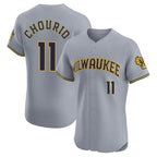 Kooe M.Brewers #11 Jackson Chourio Player Gray Home Limited Elite Stitched Jerseys