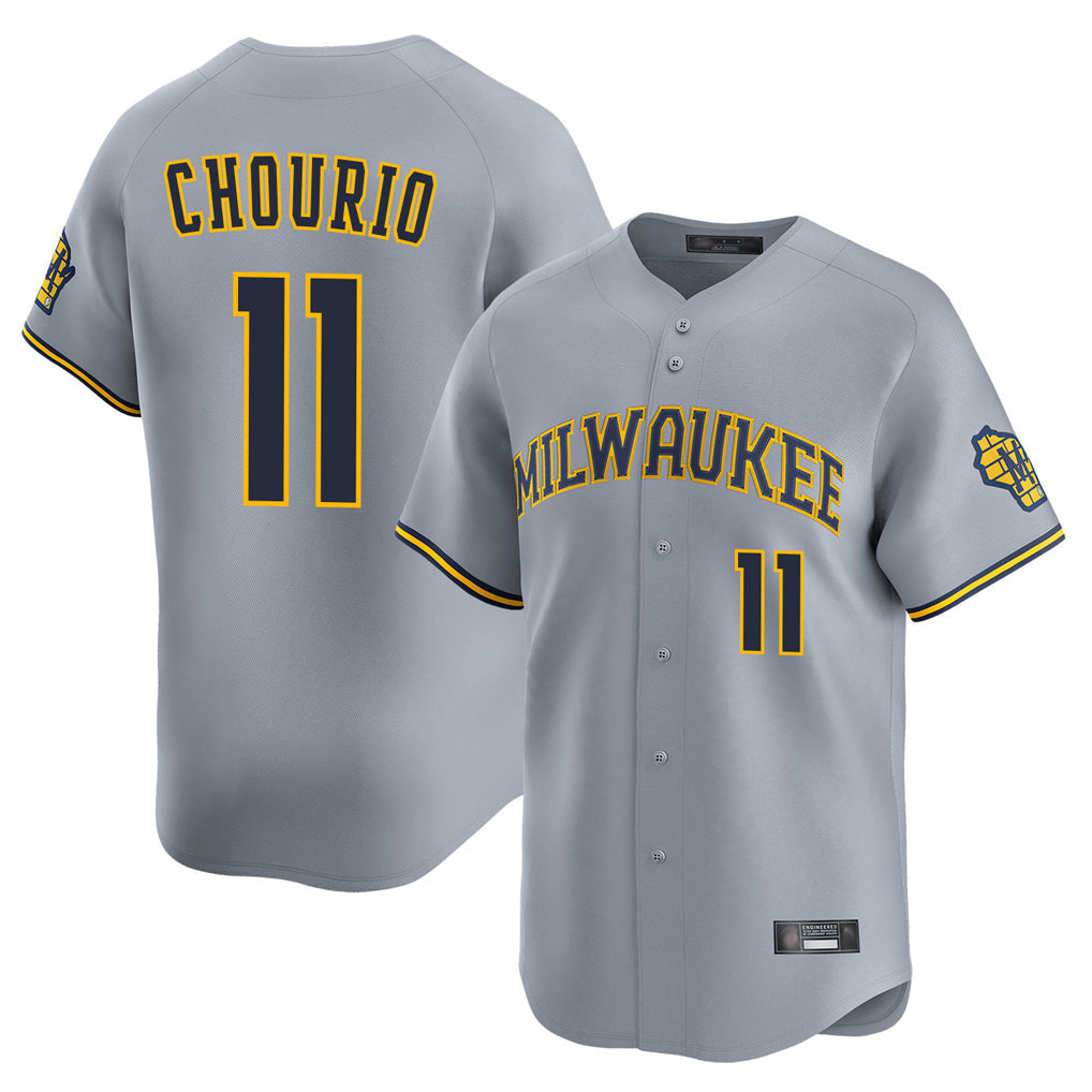 Kooe M.Brewers #11 Jackson Chourio Player Gray Home Limited Stitched Jerseys