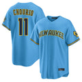 Kooe M.Brewers #11 Jackson Chourio Player Light Blue Road Stadium Game Stitched Jerseys