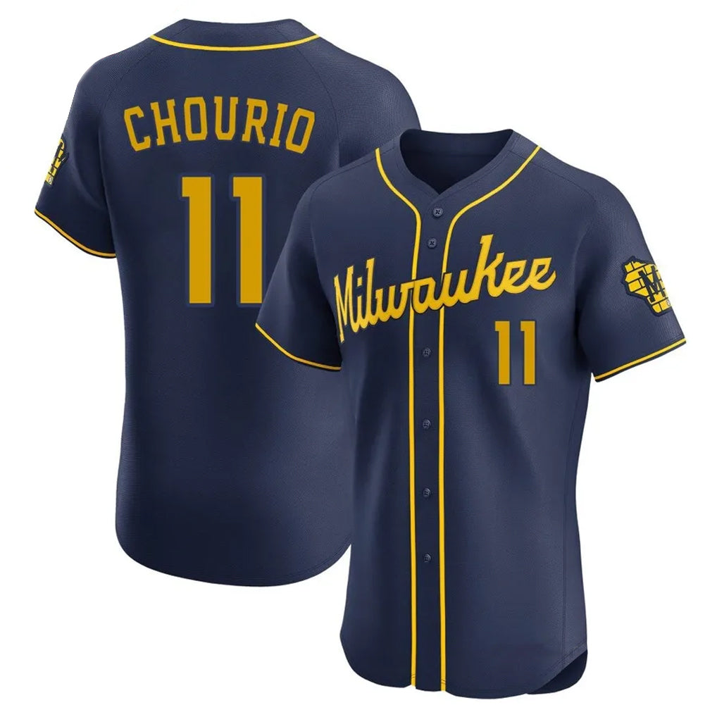 Kooe M.Brewers #11 Jackson Chourio Player Navy Home Limited Elite Stitched Jerseys