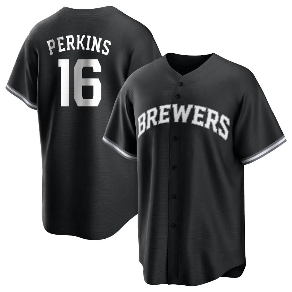 Kooe M.Brewers #16 Blake Perkins Player Black Game Home Stitched Jerseys