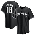 Kooe M.Brewers #16 Blake Perkins Player Black Game Home Stitched Jerseys