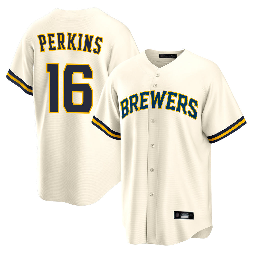 Kooe M.Brewers #16 Blake Perkins Player Cream Home Game Stitched Jerseys