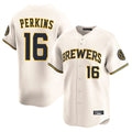 Kooe M.Brewers #16 Blake Perkins Player Cream Home Limited Game Stitched Jerseys