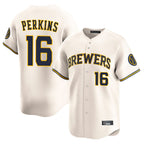 Kooe M.Brewers #16 Blake Perkins Player Cream Home Limited Game Stitched Jerseys