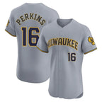 Kooe M.Brewers #16 Blake Perkins Player Gray Home Limited Elite Stitched Jerseys