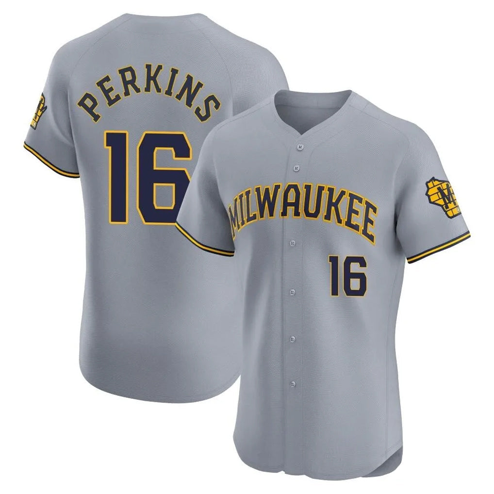 Kooe M.Brewers #16 Blake Perkins Player Gray Home Limited Elite Stitched Jerseys