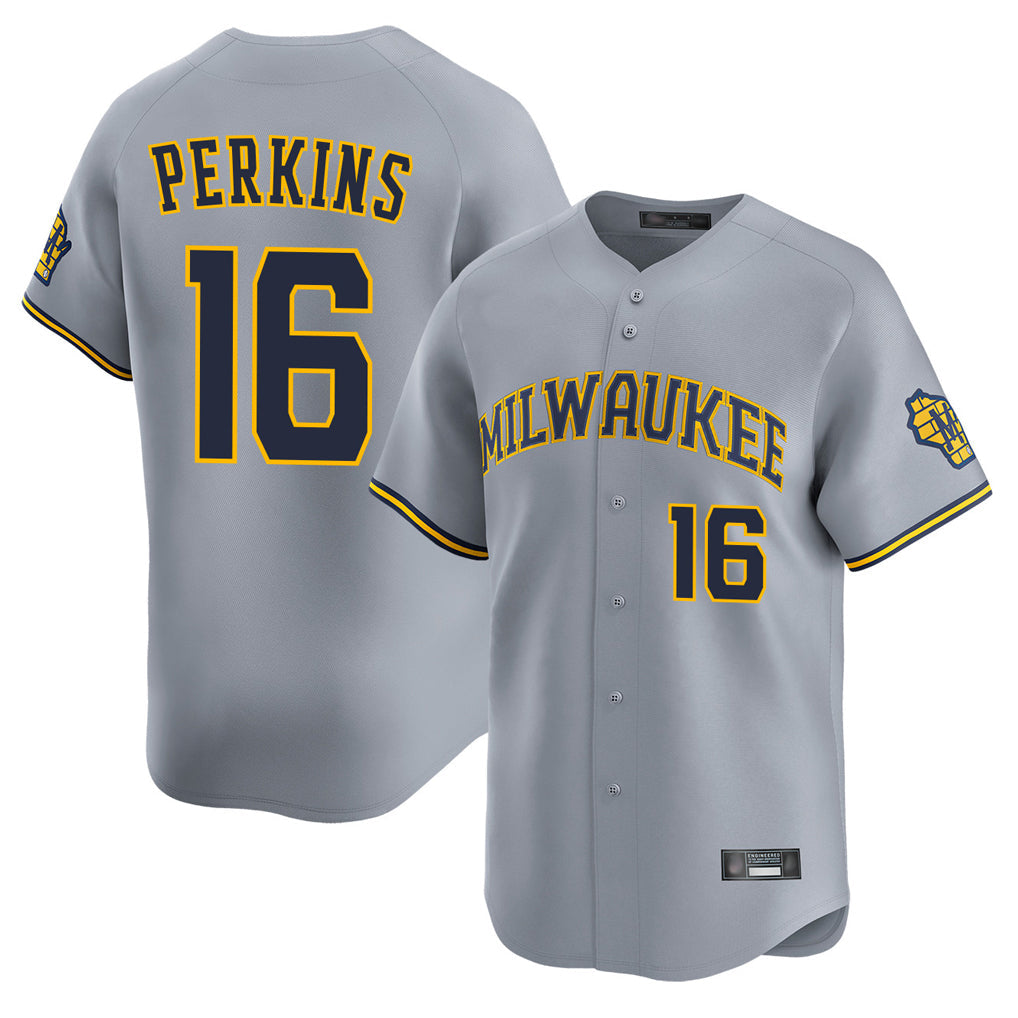 Kooe M.Brewers #16 Blake Perkins Player Gray Home Limited Stitched Jerseys