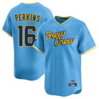 Kooe M.Brewers #16 Blake Perkins Player Light Blue Road Stadium Game Stitched Jerseys