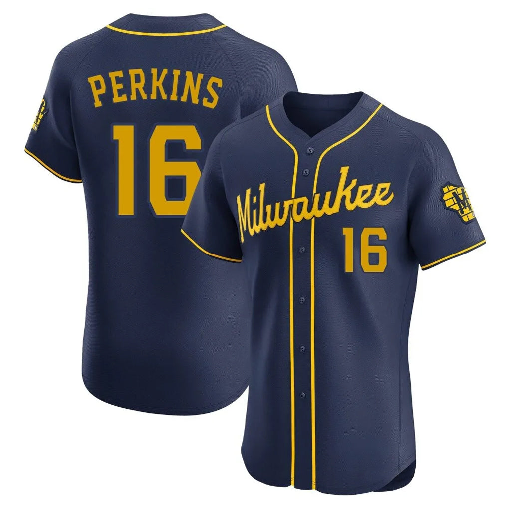 Kooe M.Brewers #16 Blake Perkins Player Navy Home Limited Elite Stitched Jerseys