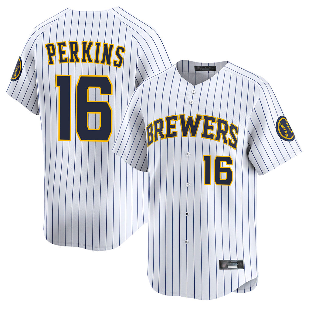 Kooe M.Brewers #16 Blake Perkins Player White Stripes Home Limited Game Stitched Jerseys