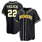 Kooe M.Brewers #22 Christian Yelich Player Black Fashion Out Home Game Stitched Jerseys