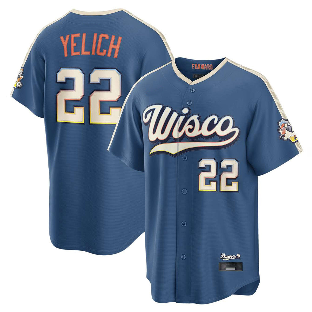 Kooe M.Brewers #22 Christian Yelich Player Blue 2026 City Connect Home Game Stitched Jerseys
