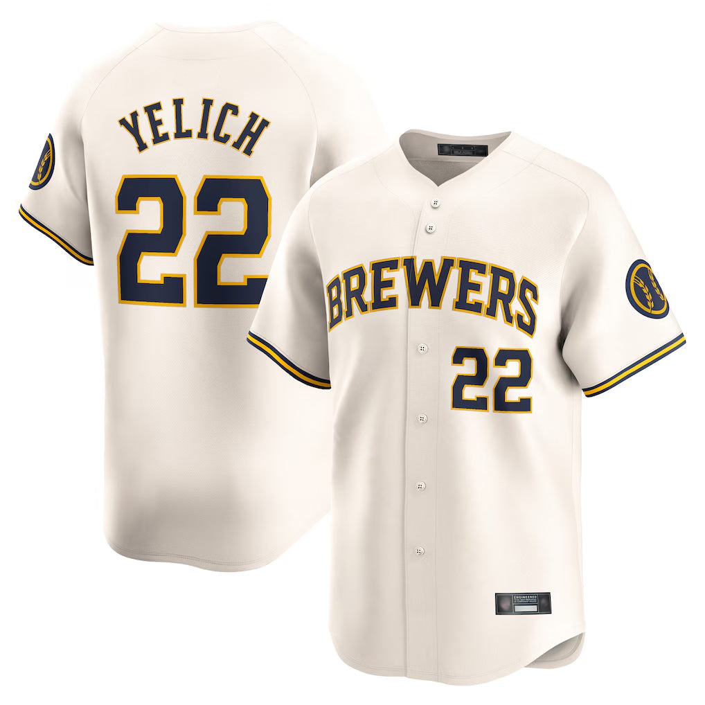 Kooe M.Brewers #22 Christian Yelich Player Cream Home Limited Stitched Jerseys