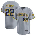 Kooe M.Brewers #22 Christian Yelich Player Gray Home Limited Stitched Jerseys