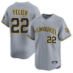 Kooe M.Brewers #22 Christian Yelich Player Gray Home Limited Stitched Jerseys