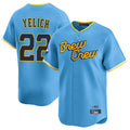 Kooe M.Brewers #22 Christian Yelich Player Light Blue City Connect Home Limited Stitched Jerseys