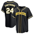 Kooe M.Brewers #24 William Contreras Player Black Fashion Out Home Game Stitched Jerseys