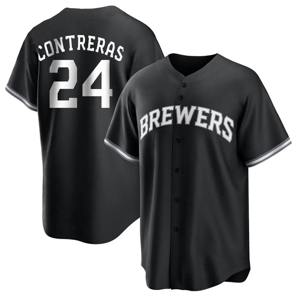 Kooe M.Brewers #24 William Contreras Player Black Game Home Stitched Jerseys