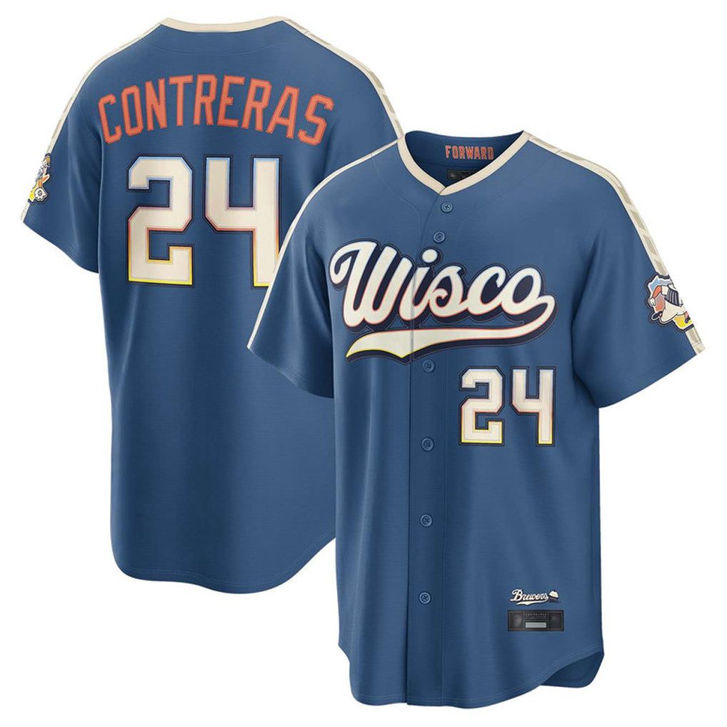 Kooe M.Brewers #24 William Contreras Player Blue 2026 City Connect Home Game Stitched Jerseys