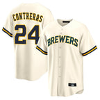 Kooe M.Brewers #24 William Contreras Player Cream Home Game Stitched Jerseys