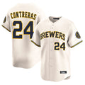 Kooe M.Brewers #24 William Contreras Player Cream Home Limited Game Stitched Jerseys