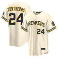 Kooe M.Brewers #24 William Contreras Player Cream Home Limited Stitched Jerseys