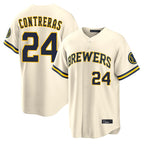 Kooe M.Brewers #24 William Contreras Player Cream Home Limited Stitched Jerseys